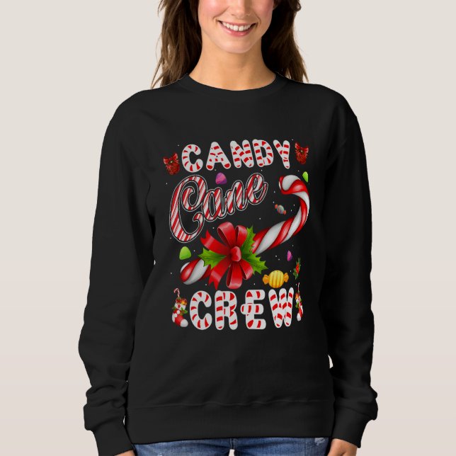 Moletom Candy Cane Crew Family Christmas Matching Group Ou (Frente)