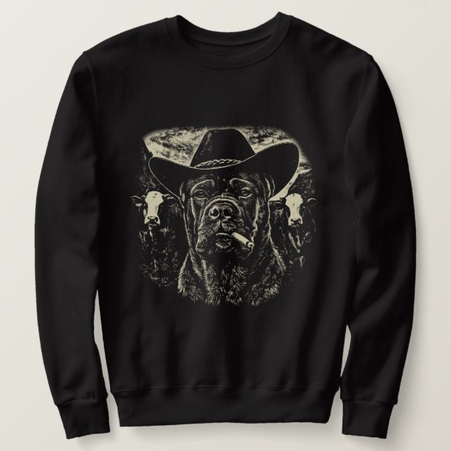 Moletom Cane Corso Pastor Gráfico Ocidental Caubói Cão  (Frente do Design)