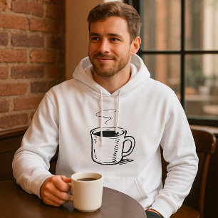 Moletom Caneca de Café Desenhada à Mão Esboço Minimalista