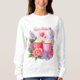 Moletom Canecas de Cacau do Dia dos Namorados com Flores e