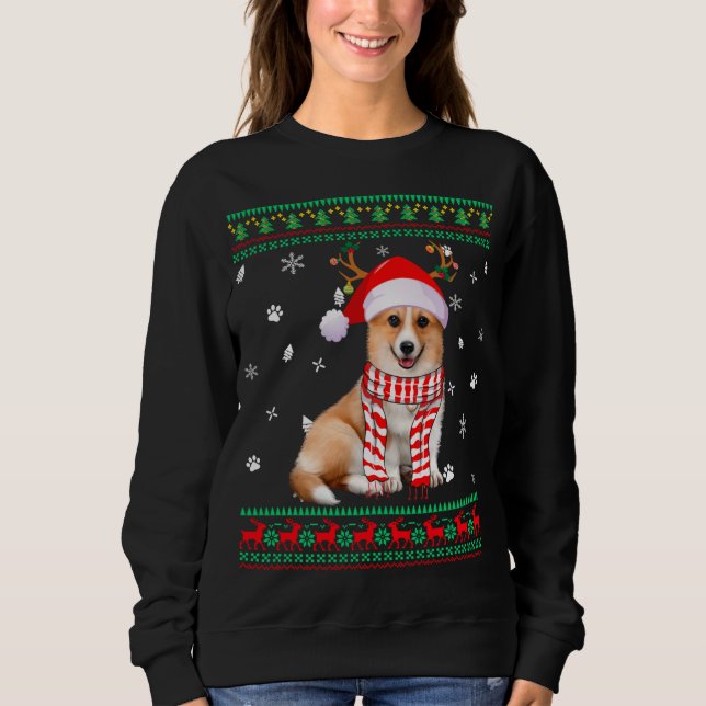 Moletom Cantora Feia Papais noeis de Cachorro de Corgi (Frente)