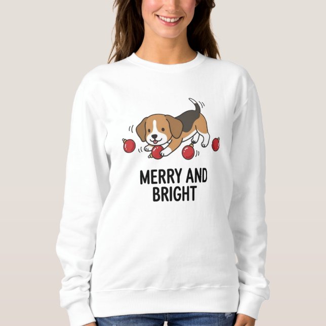 Moletom Cão Beagle Macio de Inverno Design Alegre e Brilha (Frente)