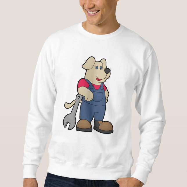 Moletom Cão como mecânico com chave inglesa (Frente)