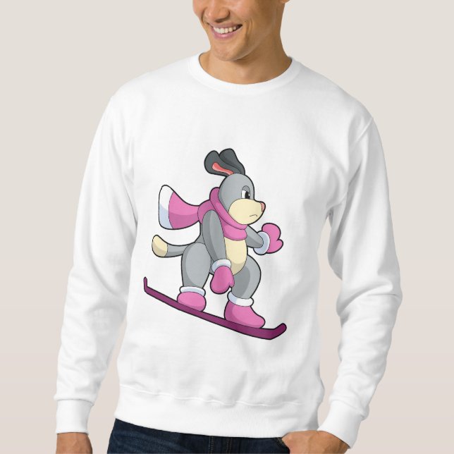 Moletom Cão como Snowboarder com Sonowboard (Frente)