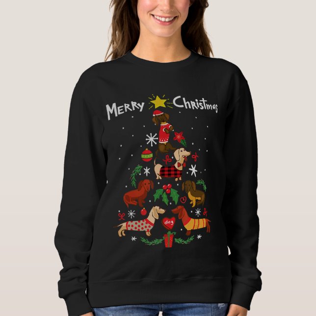 Moletom Cão de Árvore de Natal Dachshund (Frente)