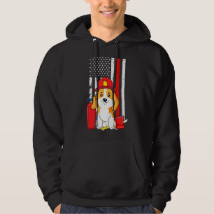 Moletom Cão-de-Beagle Bombeiro Americano Bandeira Thin Red