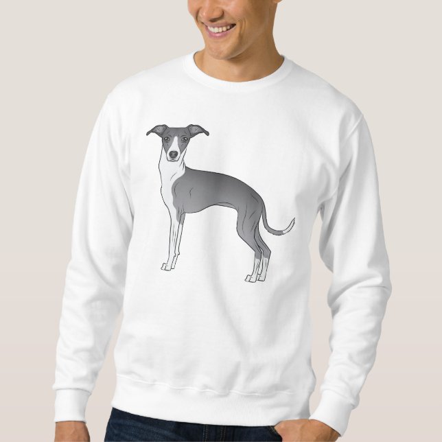 Moletom Cão-De-Cartografia De Galgo Branco E Azul Italiano (Frente)
