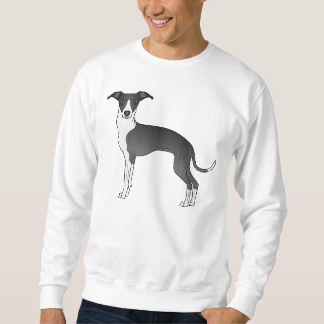 Moletom Cão-De-Cartografia De Galgo Grego, Branco E Preto (Frente)