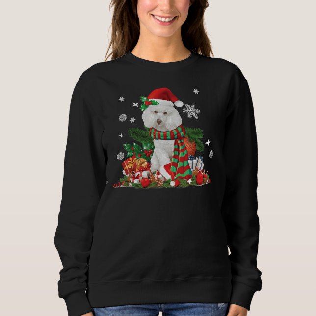 Moletom Cão de Poodle Branco de Natal (Frente)