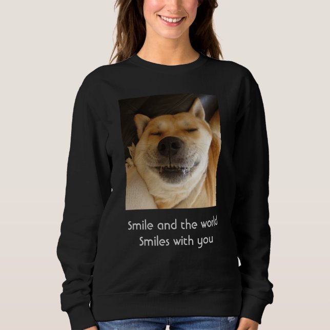 Moletom cão engraçado sorrindo com slogan de uplifting (Frente)