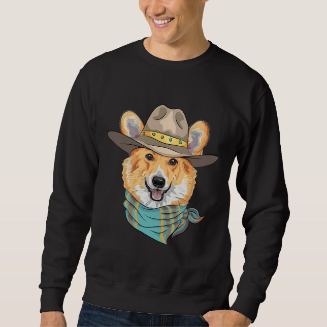 Moletom Cão hipster Pembroke Welsh Corgi Criado Em Chapéu  (Frente)
