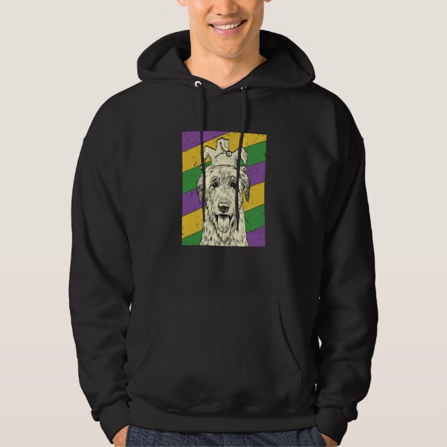 Moletom Cão Mãe ou Pai do Irish Wolfhound Jester Mardi Gra (Frente)