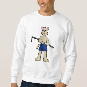 Moletom Cão na pesca com vara de pesca e peixe