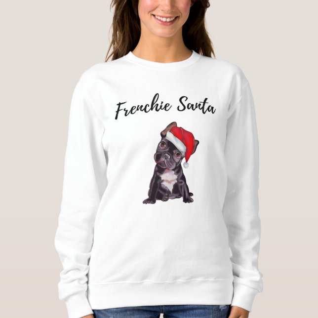 Moletom Cão-Papai noel francês bonito (Frente)