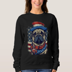 Moletom Cão Pug Patriótico de 4 de Julho