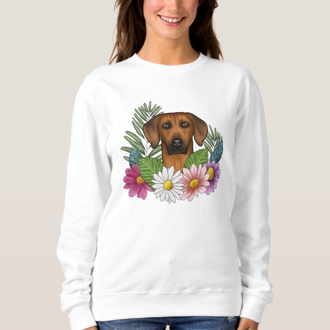 Moletom Cão Ridgeback Rodesiano Cabeça Flores Silvestres C (Frente)
