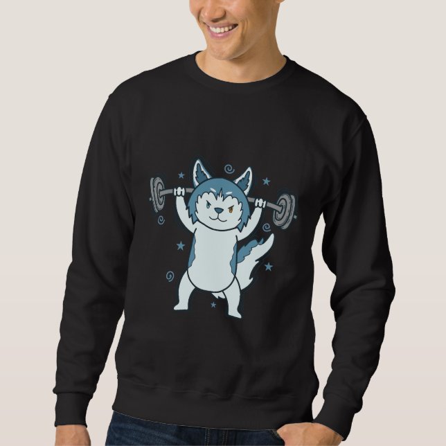 Moletom Cão rouco Levantando Pesos Neve (Frente)