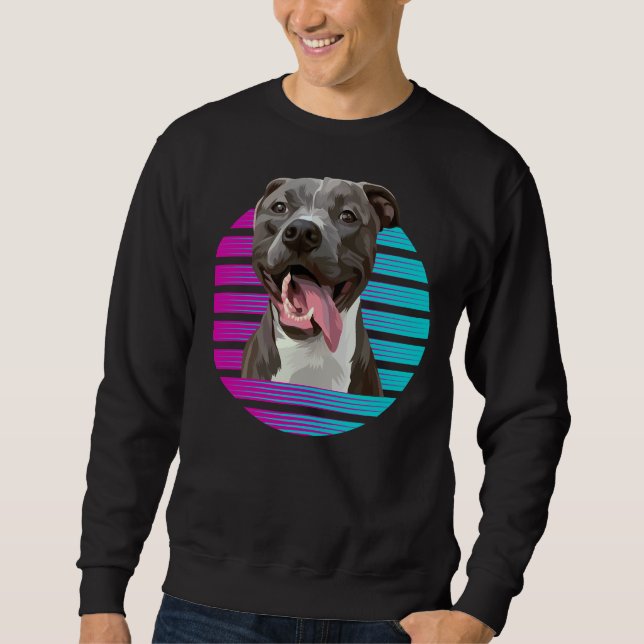 Moletom Cão-Touro-Touro-Pitbull Retro (Frente)