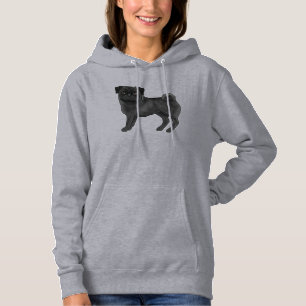 Moletom Capa Preta Pug Mops Raça de Cachorro Design Fofo