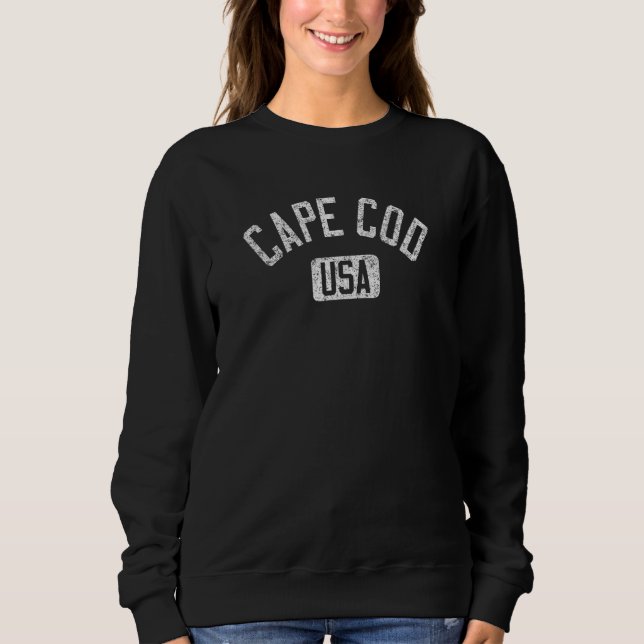 Moletom Cape Cod USA Arched Text Distressed White Print (Frente)