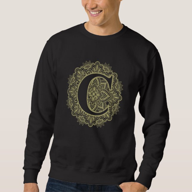 Moletom Capital Letter C Floral Initial Monogram Font Alph (Frente)