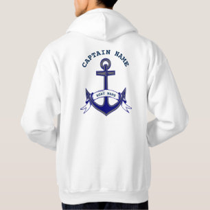 Moletom Capitão Âncora Personalizada Mens Brancos Azuis Ná