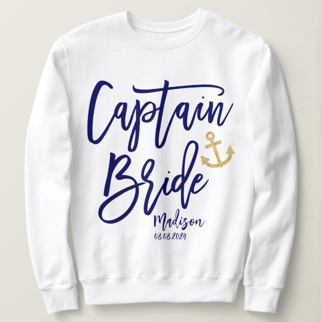 Moletom Capitão Bride Blue Modern Calliografia (Frente do Design)