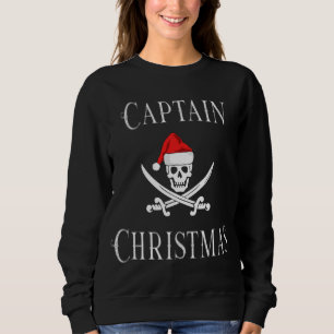 Moletom Capitão Feriado Natal Pirata Skull Santa Hat B