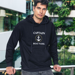 Moletom Capitão Náutico Nome do Barco Anchor Dourado Hoo