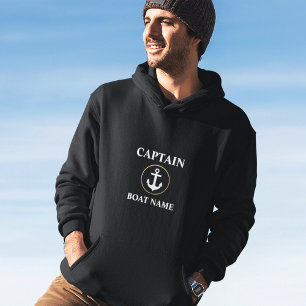 Moletom Capitão Náutico Nome do Barco Ancorar Dourado Bl