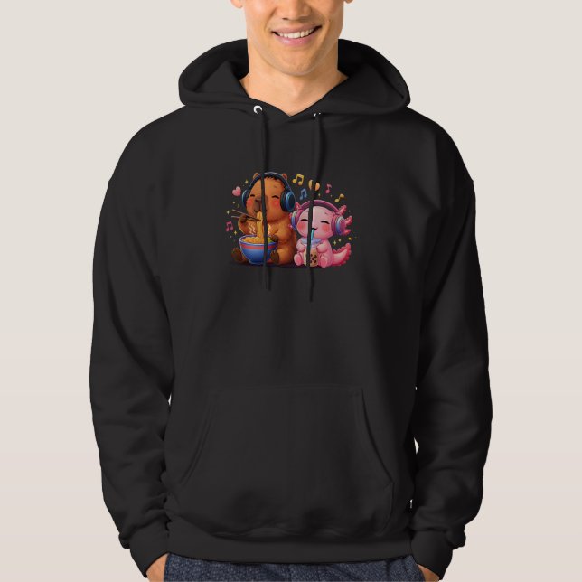 Moletom Capivara Kawaii Come Ramen Axolote Bebe Chá de Bob (Frente)