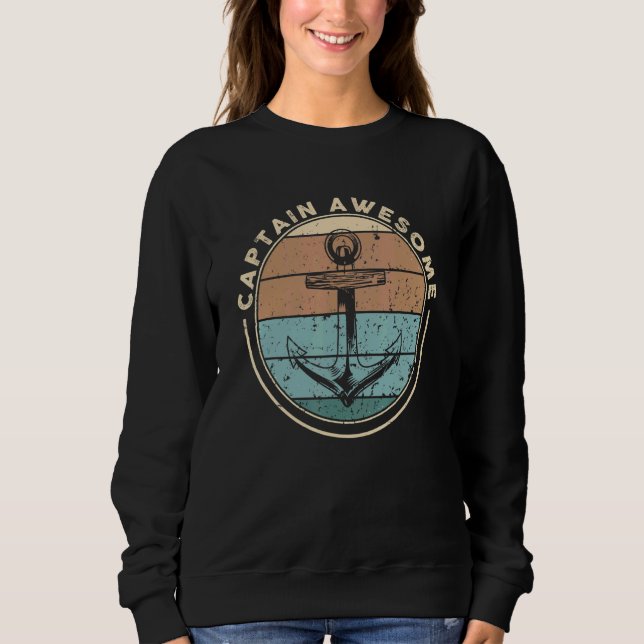 Moletom Captain Awesome Boating Sailor Boat Nautical Yacht (Frente)