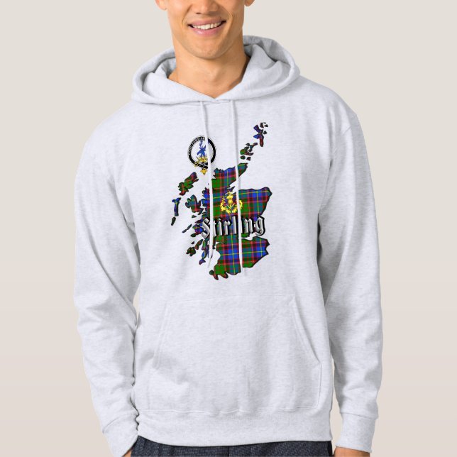 Moletom Capuz adulto com emblema do clã Stirling de Cadder (Frente)