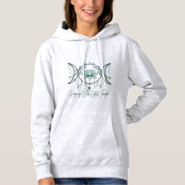 Moletom Capuz Cinza, Tríplice Deusa & Lótus Verde