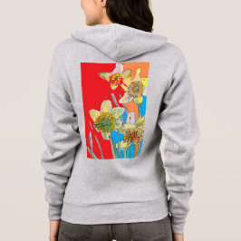 Moletom Capuz com padrão de flores de narciso em aquarela