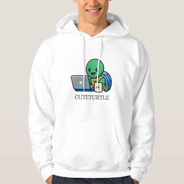 Moletom Capuz de desenho animado de tartaruga fofa para la (Frente)