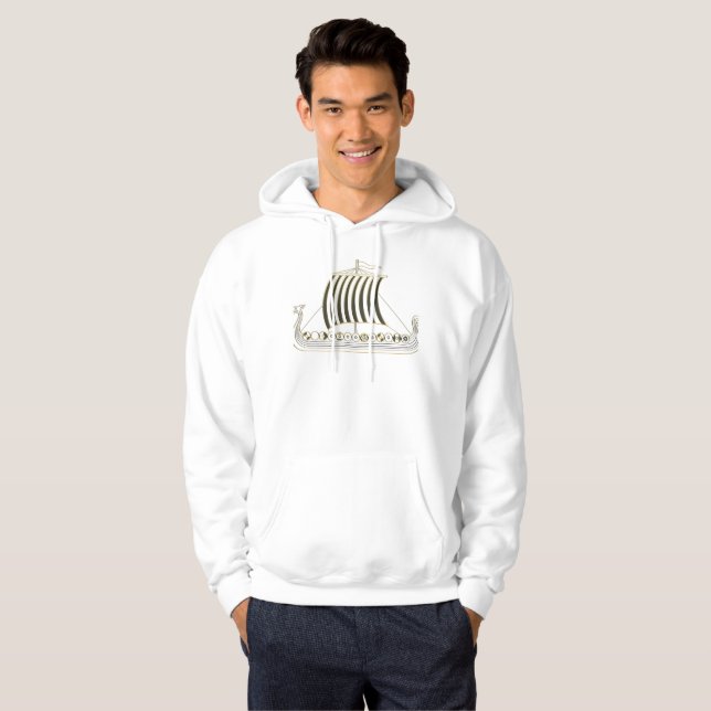 Moletom Capuz de Navio Viking Dourado Metálico (Frente Completa)