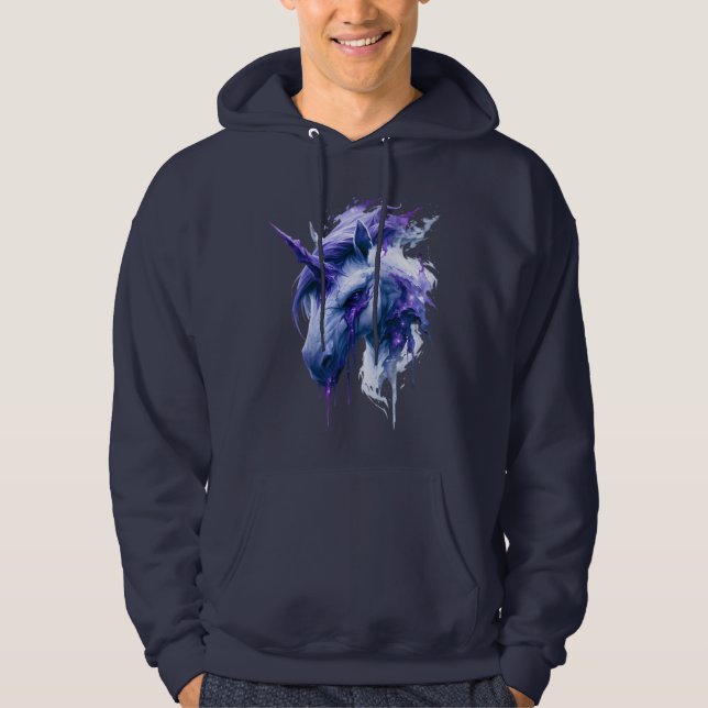 Moletom Capuz de Unicórnio Pingando Roxo (Frente)