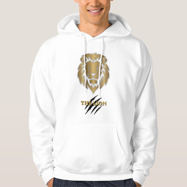 Moletom Capuz Gráfico Leão Dourado e Preto (Frente)
