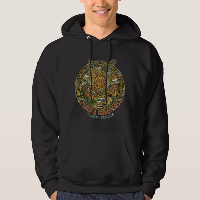 Moletom Capuz Peace & Vibrations para Homens (Frente)