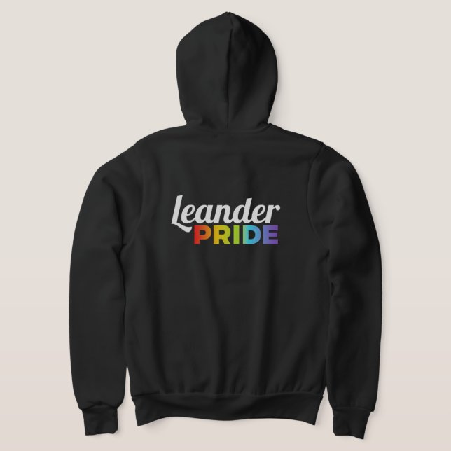 Moletom capuz preto com zíper frontal Leander Pride (Postura das costas)