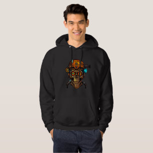 Moletom Capuz Preto Unisex - Caveira Mecha Cyberpunk