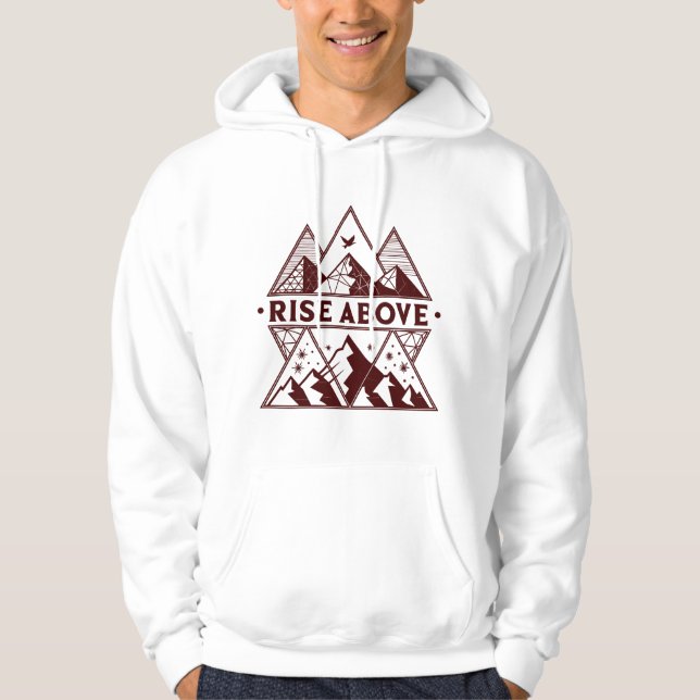 Moletom Capuz Rise Above Mountain – Ilustração Geométrica  (Frente)