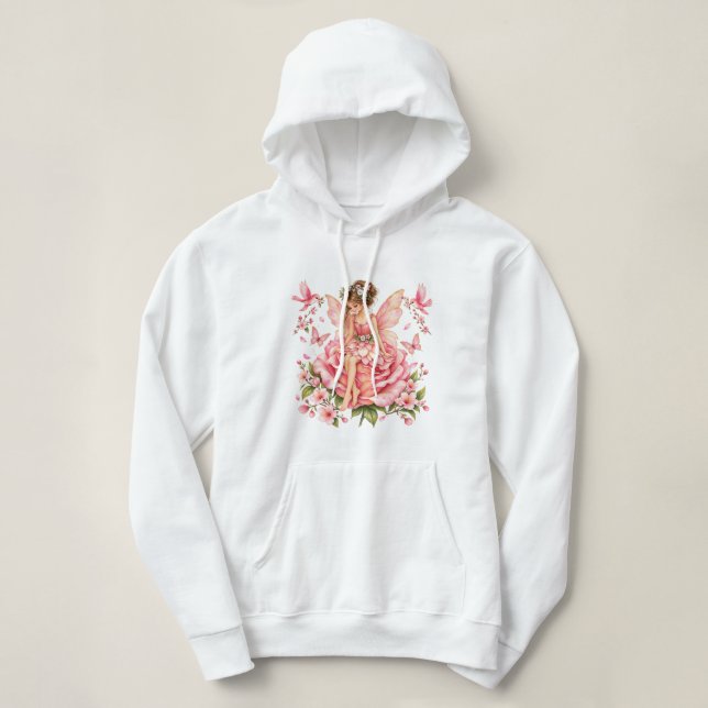 Moletom Capuz Rosa Fada – Flora Caprichosa Fairycore (Frente do Design)
