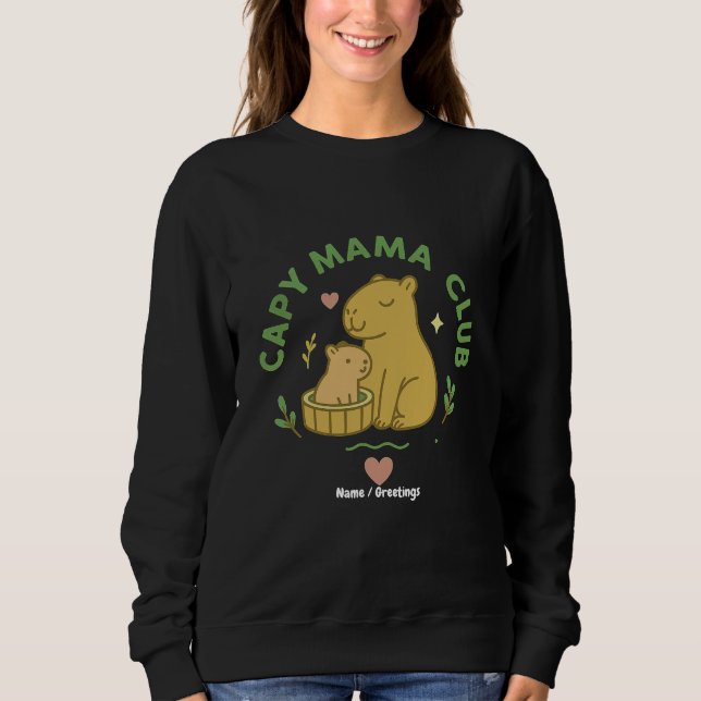 Moletom Capy Mama Club Cute Capybara Mom and Baby Retro  (Frente)