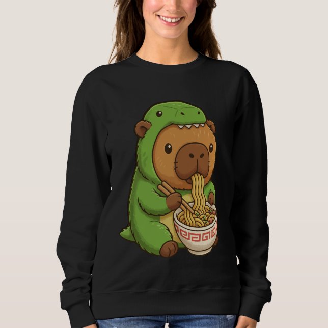 Moletom Capybara Anime Rament T-REX Funny Graphic Kawaii C (Frente)