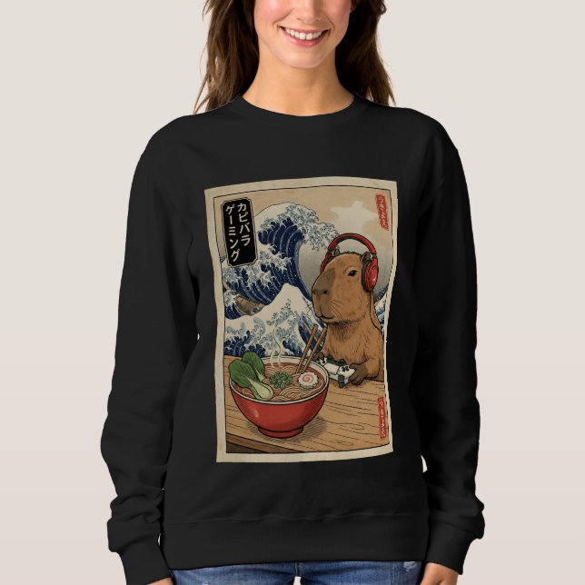 Moletom Capybara Cute Kawaii Japanese Gamer Funny Ramen Re (Frente)