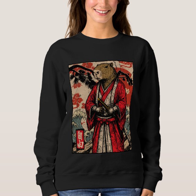Moletom Capybara Samurai Japanese Warrior Ukiyo-e Art Anim (Frente)