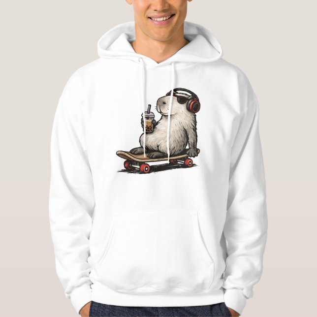 Moletom Capybara Skateboard Bubble Tea (Frente)