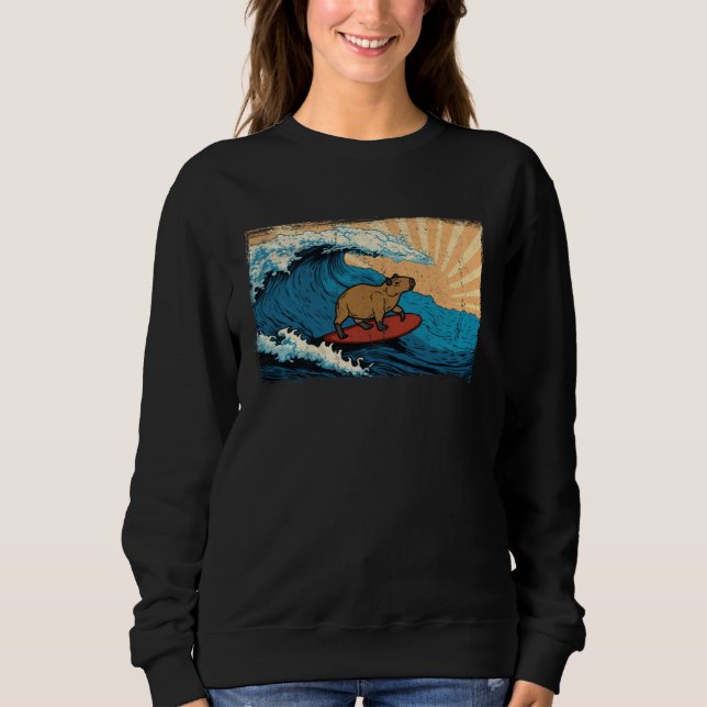 Moletom Capybara Wave  Surfing Capibara Animal (Frente)